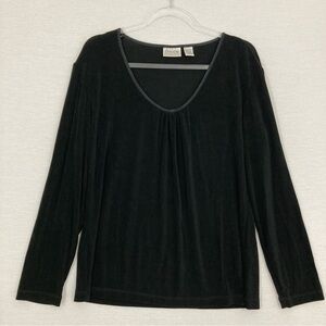 Chico's Travelers Black Slinky Knit Stretch Comfy Top XL/3 Minimalist
